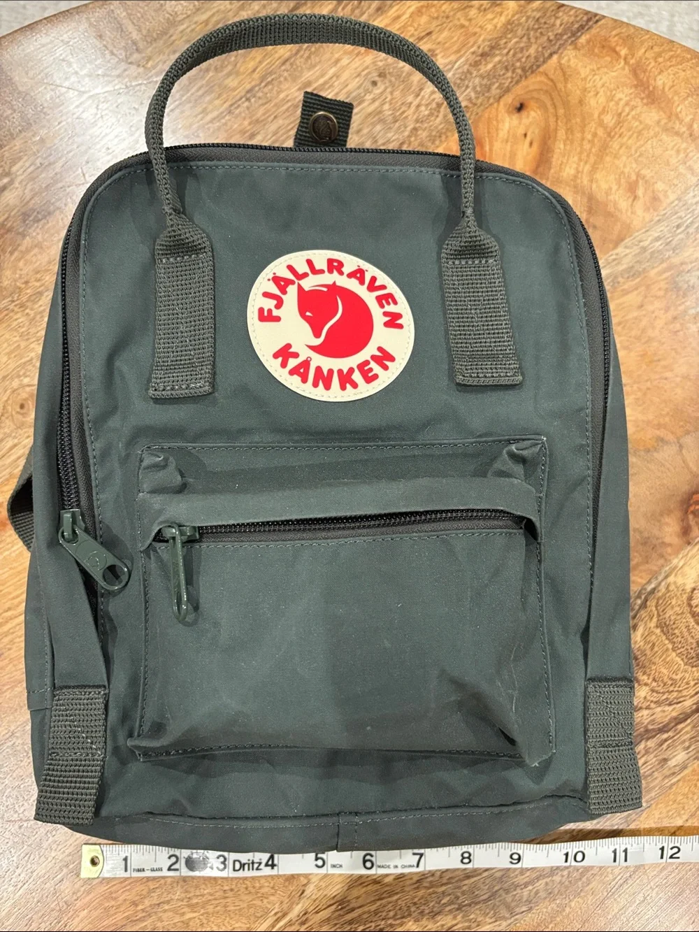 Fjallraven Kånken MINI Backpack - Forest Green with White/Red Logo